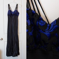 Romantic Slipdress Lace Velvet Prom Dress VTG 5/6 Fits like XS  Dark Winter