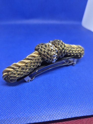 Vintage Gold Tone Braided Art Deco Barrette Hair Accessorie Made In France