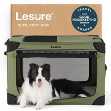 Lesure Soft Collapsible Dog Crate 36in Portable Travel Kennel 4-Door Mesh Window
