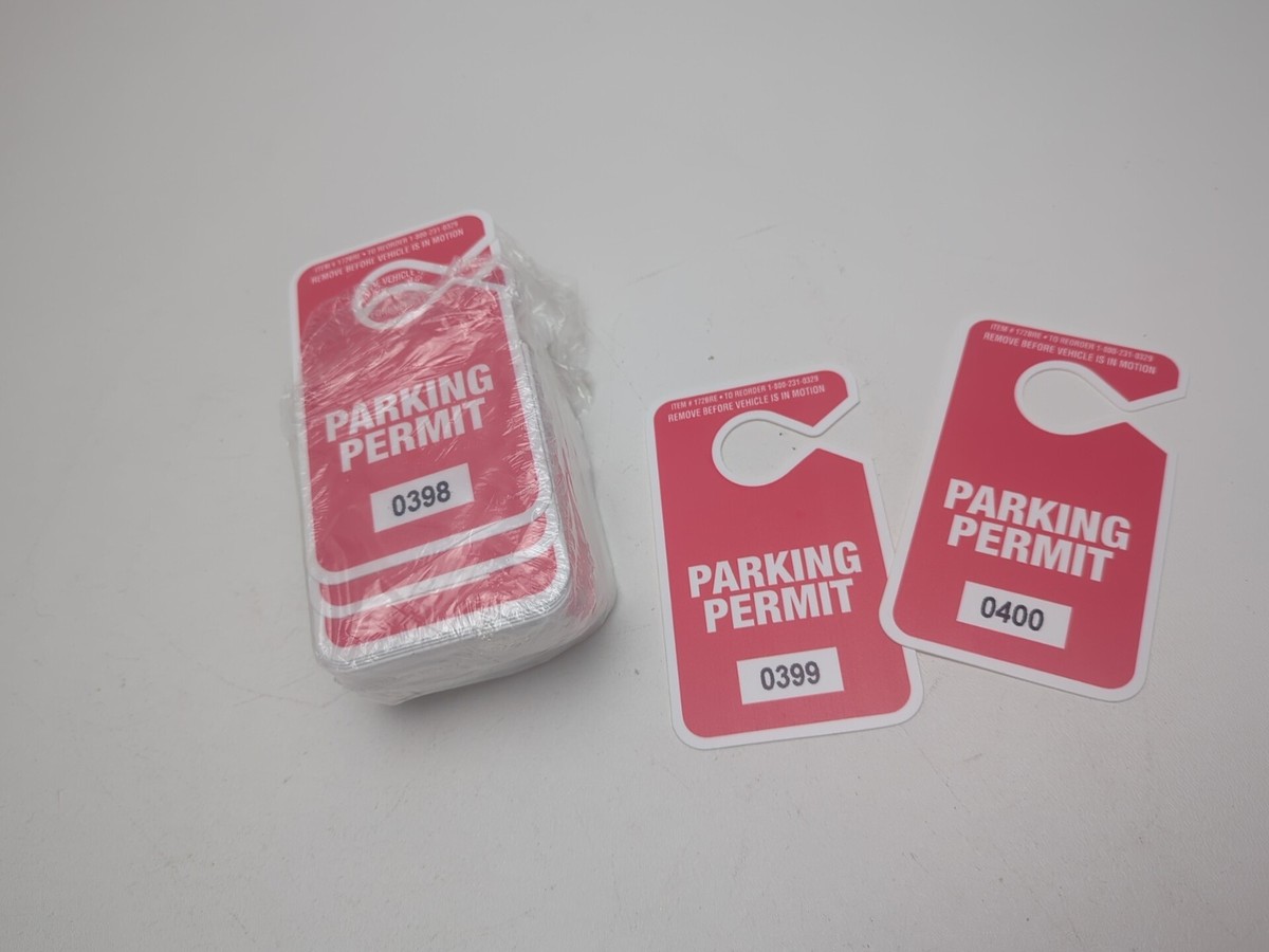 Parking Permits Hang Tags Red Plastic Qty 95 | eBay