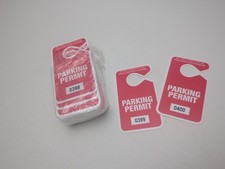 Parking Permits Hang Tags Red Plastic Qty 95