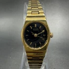Seiko Watch Women 17mm Black Dial Gold Tone Round 2Y01-5089 New Battery