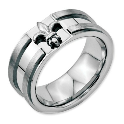 Luxurious signature Fleur de lis comfort fit ring Stainless Steel str205-A