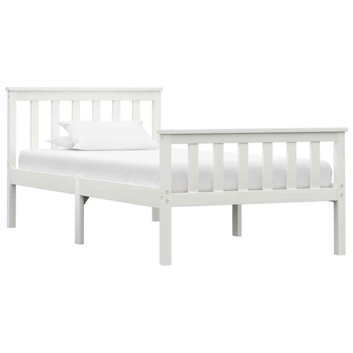 Bettgestell Weiß Massivholz Kiefer 100×200 cm Einzelbett Schlafzimmer Bett