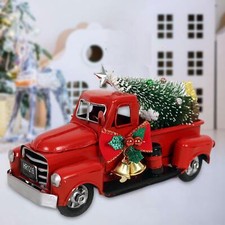 Christmas Red Truck Decor Pickup Truck Model Rustic Decorative Ornaments for