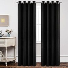 out Curtains 108 Inch Length 2 Panels Set, 52"W x 108"L Pack of 2 Black