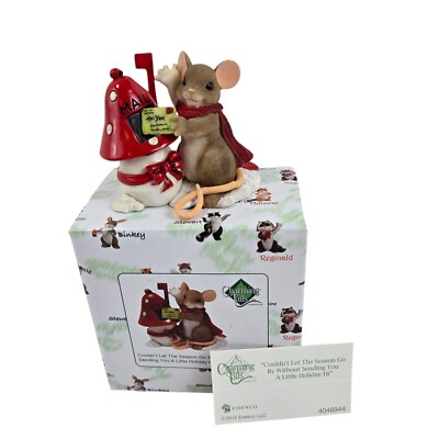 NIB Enesco Charming Tails ''Sending You a Little Holiday Hi'' Figurine 4046944