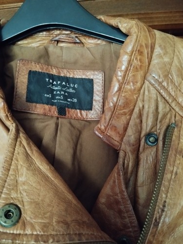 ZARA RARE AND SOLD OUT BROWN TAN COGNAC LEATHER BIKER JACKET SIZE S 3461/201 - Picture 6 of 20