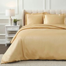 All Season Luxury Solid Egyptian Cotton Breathable  Plush Duvet Cover Set