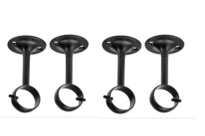 Curtain Rod Ceiling-Mount  4 brackets, Amazon Basics  Set Of 2 Pack Black