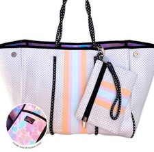 Taylor Gray The Meagan Neoprene Tote Bag Purse W/ Wallet,organizer, & Makeup Bag