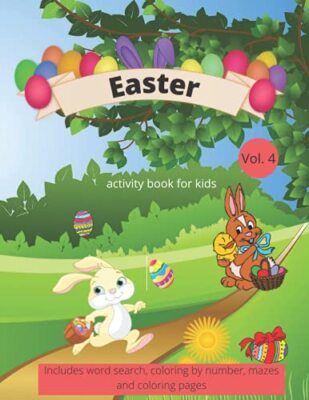 Easter Activity Book For Kids: Ages 6-12, Includes word search, coloring by ...