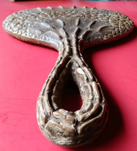Antique Victorian Naturalistic Faux Alligator Vanity Hand Mirror  - Afbeelding 3 van 10