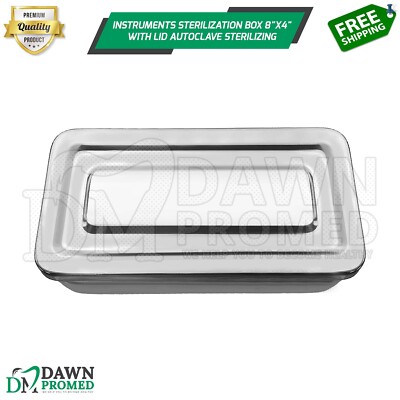 Sterilization Box 8'' x 4'' x 2'' W/Lid Autoclave Sterilizing Dental Instruments