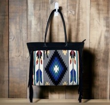 $ 480 Ecotorie  Bleu Southwest Native American High Quality Leather  Tote Bag