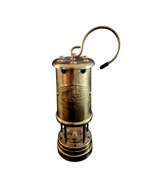 British Coal Mining Miner's Brass Lamp Lantern Wales Company