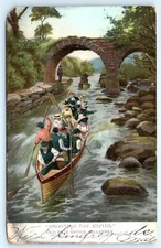 POSTCARD Shooting the Rapids Old Weir Bridge Killarney Ireland 1907 Rowboat