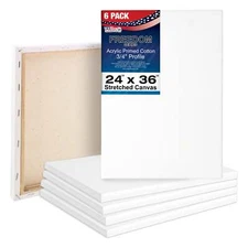 6 Pack of US Art Supply 24" x 36" Acrylic Primed Cotton Stretched Canvas