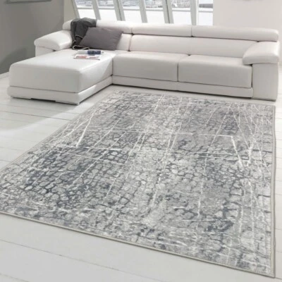Tapis Design abstrait-moderne | entretien facile | coloré discrètement en gris - Photo 1/4