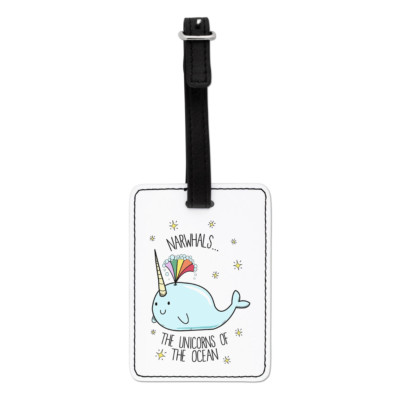 Gift Base Narwhals Das Einhorn Des Ozeans Visuelles Gepäckanhänger Kunstleder 1