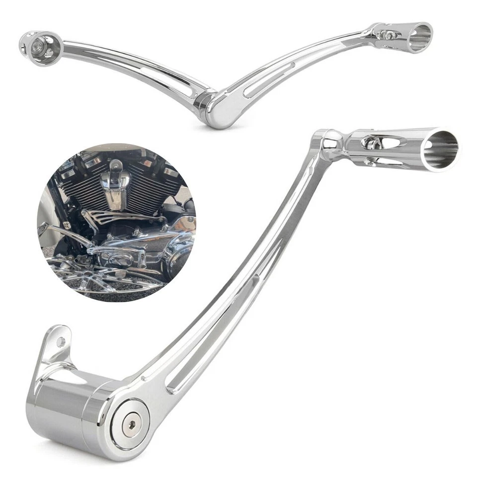 Brazo de freno cromado CNC talón puntera palanca de cambio clavija para Harley Softail Fat Boy 00-17 Foto 2 de 4