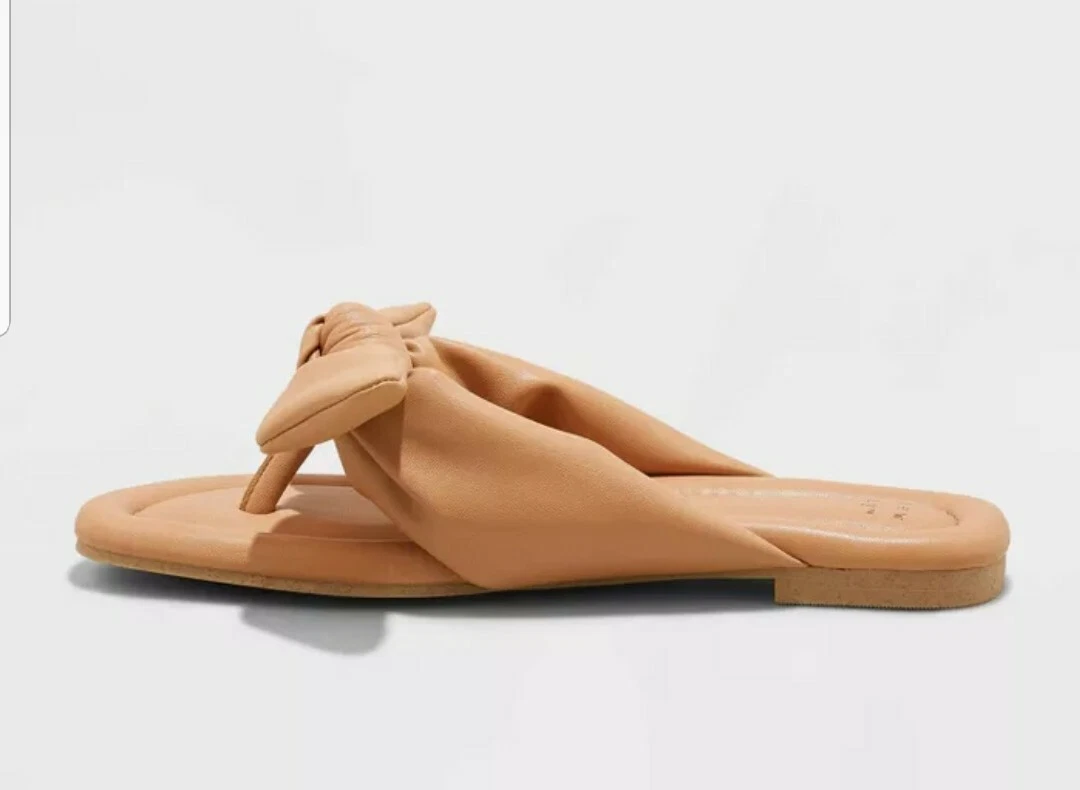 Tan bow sandals clearance