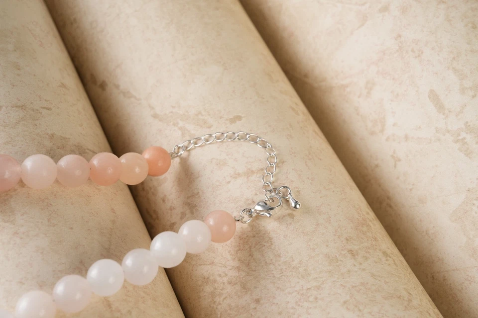 Natürliche Pfirsich Aventurin 8 Mm Runde Glatte Verstellbare Perlenkette 18" - Bild 3 von 4