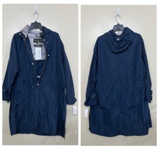 Barbour Women's Harper Water Resistant Jacket Trench Plus Size Navy Hooded $310 