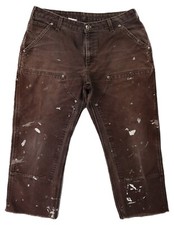 CARHARTT Womens 36 x 27 Brown Duck Double Knee Work Pants Jeans WB136 DISTRESSED