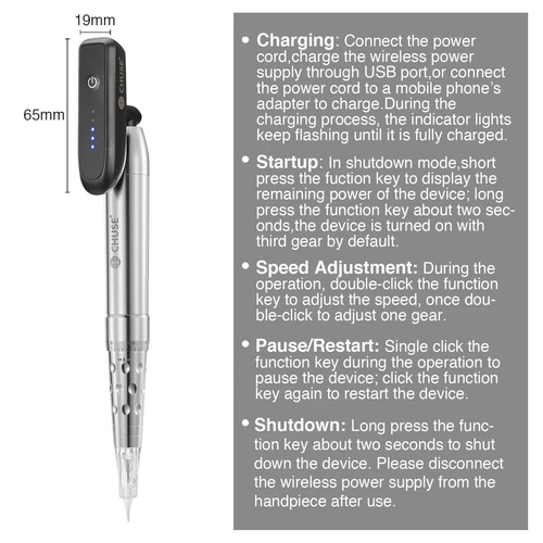 CHUSE 12V Permanent Makeup Wireless Rotary Tattoo Machine Pen Kit For Brow Liner image 4