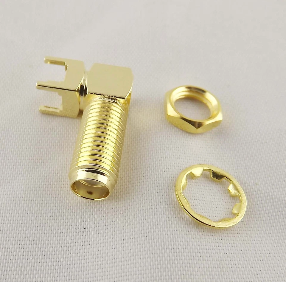 50 SMA Female Thru Hole PCB Mount Bulkhead Right Angle Long Version RF Connector - Image 4 of 4