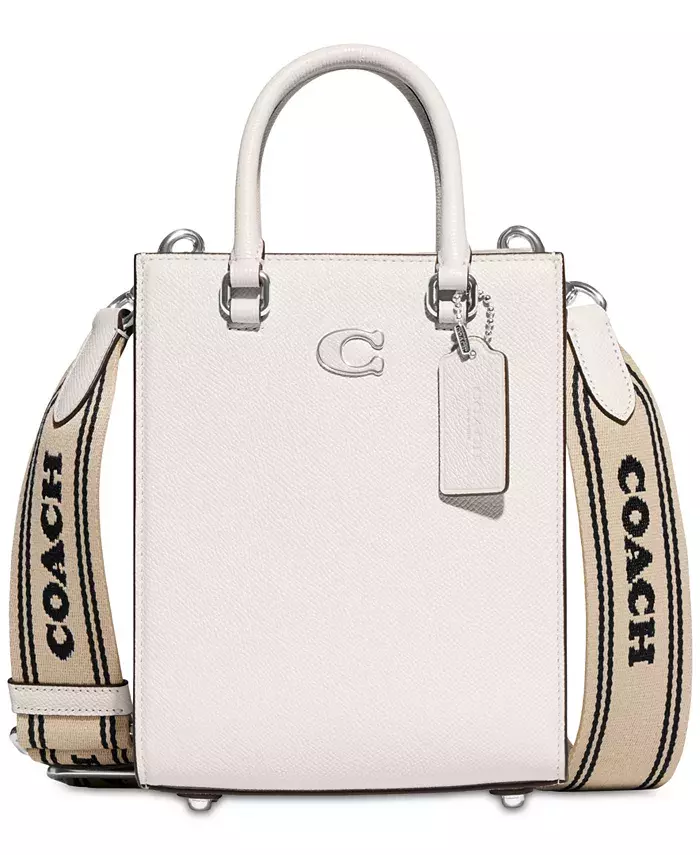 Coach Tote 16 Crossgrain Leather Crossbody Bag - White