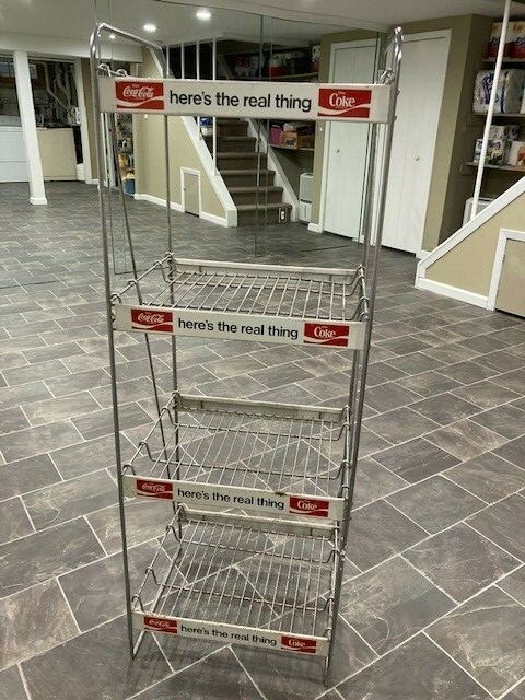 Vintage Coca Cola Coke Soda 4 Shelf Store Display Metal Rack Sign