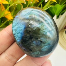Natural Labradorite Quartz Crystal Polished Palm Stone Ore Specimen Healing 1PC