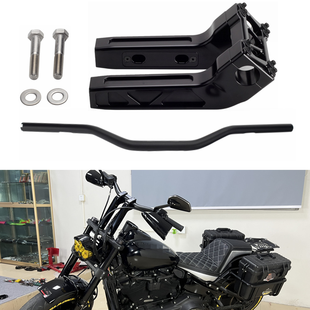 1-1/8" Handlebar & Riser for Harley Dyna Softail Low Rider Street Bob Fat Bob