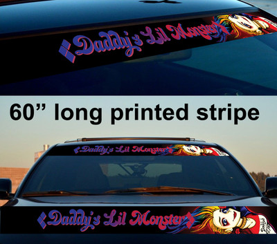 60'' Daddys Lil Monster Puddin Strip Printed Windshield Car Vinyl Sticker Decal