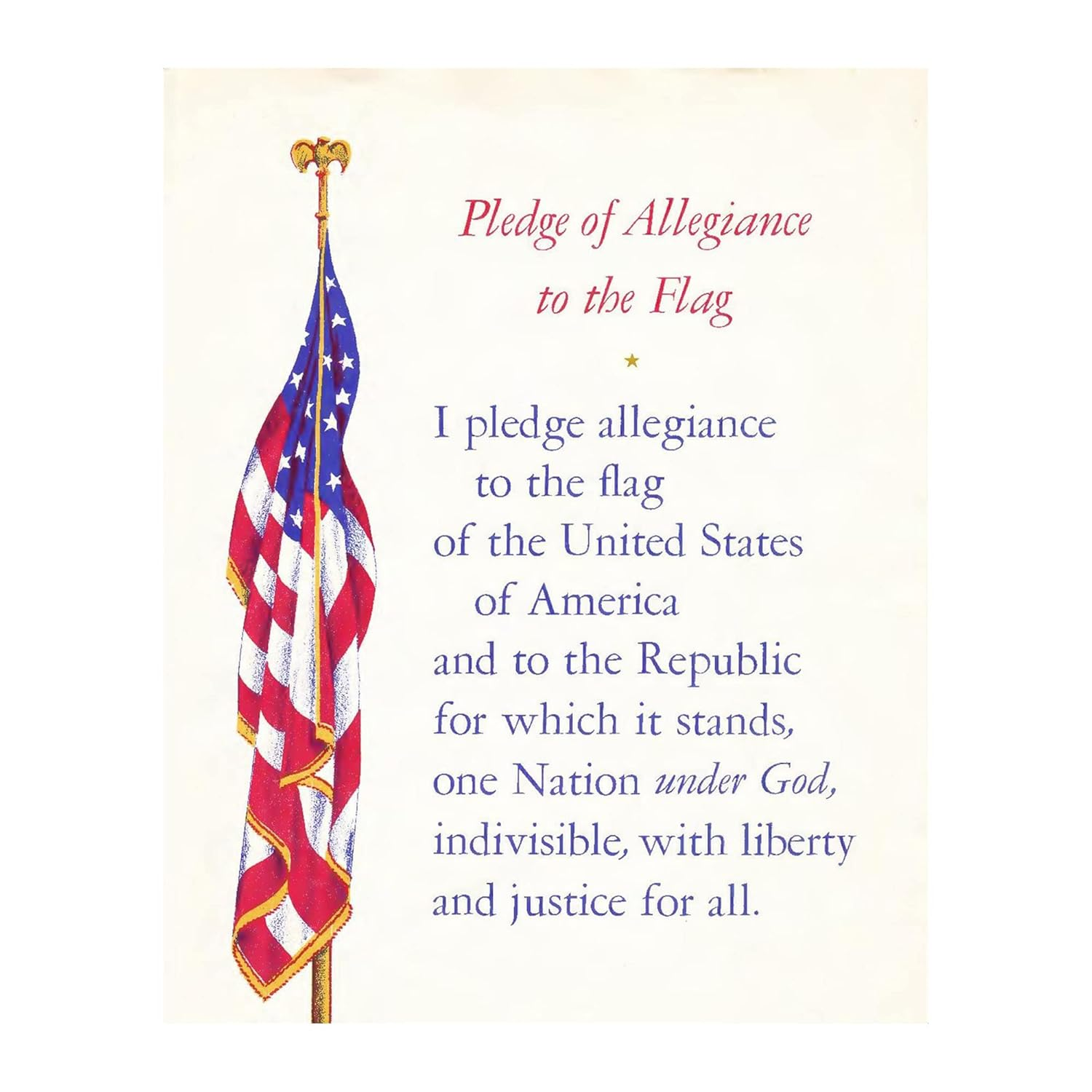 The Pledge of Allegiance - Patriotic Wall Art Poster, This Motivational Wall Dec