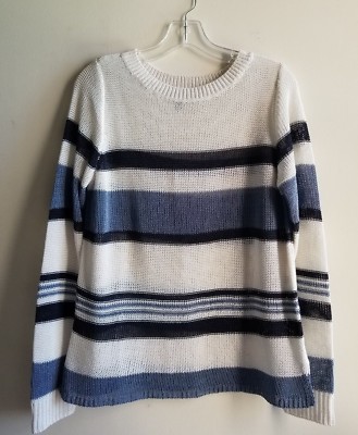 Ann Taylor Multi-Stripe Pullover Sweater Acrylic Blend Multi-color Size L,  NWHT