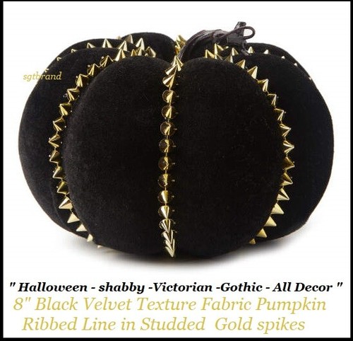 12 pedestal de tela de encaje negro gótico victoriano en mal estado acanalada calabaza - Imagen 12 de 12