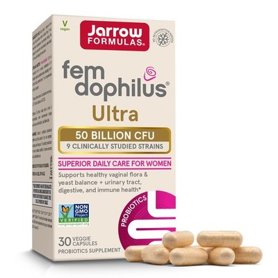 Jarrow Formulas Fem-Dophilus Vaginal & Digestive Probiotic 50 Billion CFU, 9 ...