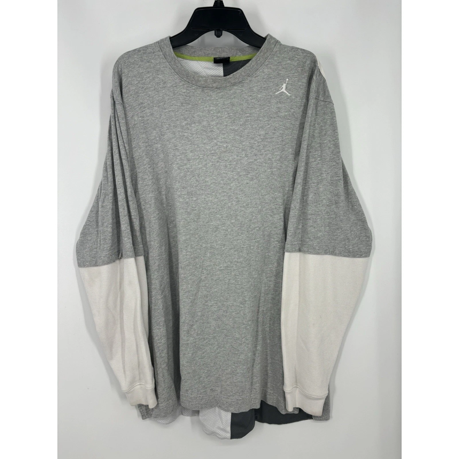 Air Jordan Nike Argyle Diamond Printed Embroidered Vented Long Sleeve Tee 2XL