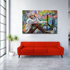 Banksy Einstein Just Google it  Original Art Remake Ready to Hang - 3 Sizes