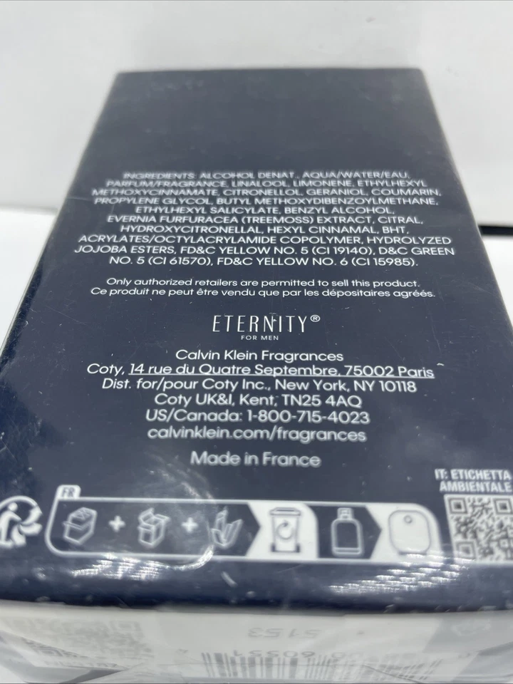 ETERNITY FOR MEN Perfume Colonia por CALVIN KLEIN 100 ml EDT Spray NUEVO SELLADO Foto 3 de 4
