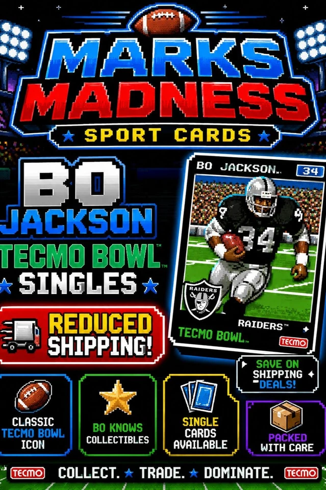 BO JACKSON BATTLE ARENA TECMO $1 START SINGLES $0.99 shipping $0.25 each+