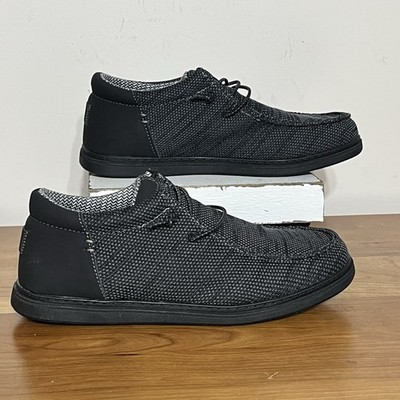 Falls Creek Boys Black Slip On Casual Shoes Size 5 Youth Brand New