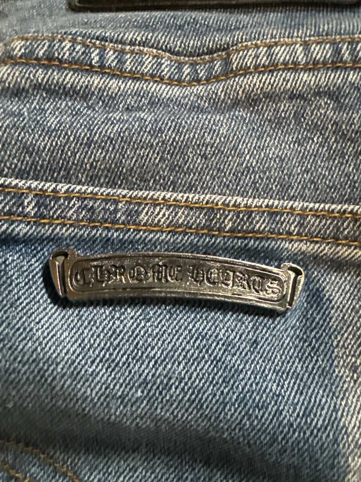 Chrome Hearts Inspired Cross Patch Blue Denim Jeans 36x30 thumbnail 6