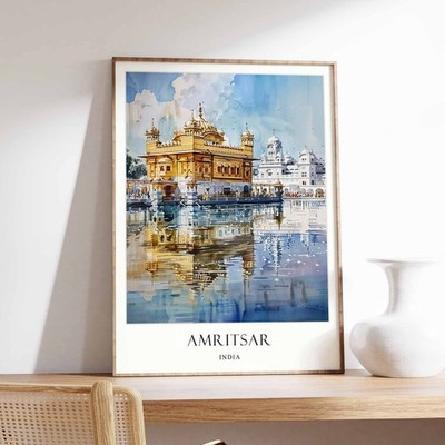 5_Amritsar Poster, Wohndeko, Reisekunst, Indische Wandkunst, Indien Reiseposter,