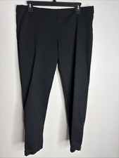 EILEEN FISHER Black Crepe Ankle Zip Pants Size Large Stretch Casual Comfort EUC
