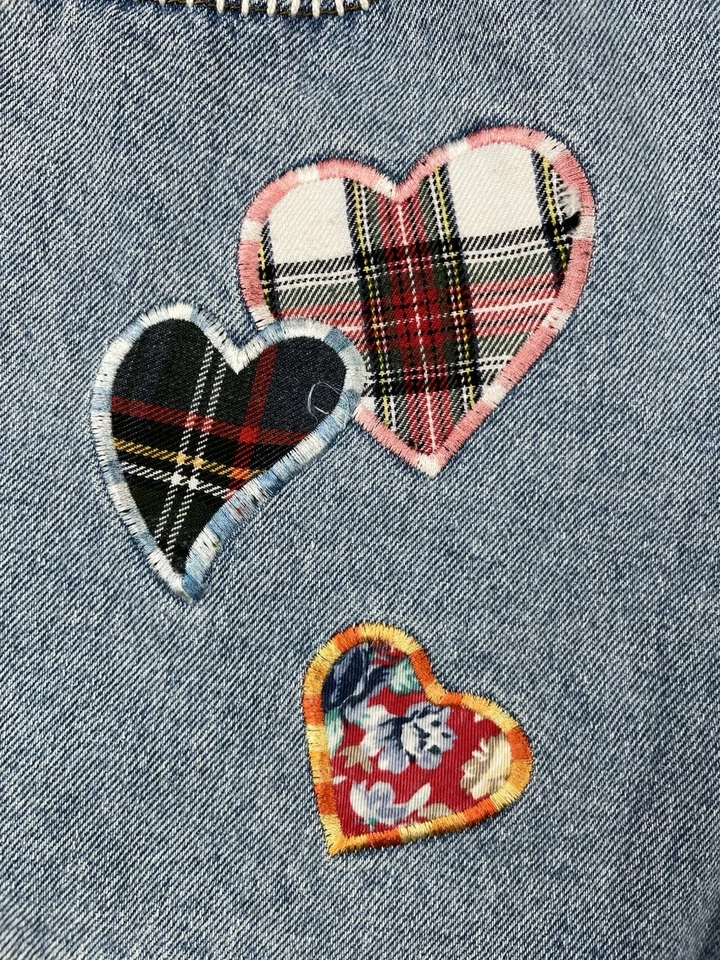 Pantalones Cortos LEI De Colección Mujer Talla 13 Azul Jean Denim Tiro Alto Y2K Años 90 Edredón Corazones Foto 4 de 4