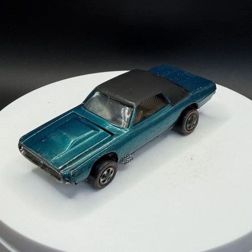 Vintage Hot Wheels Redline Custom T-Bird Aqua US Base - Excellent Condition